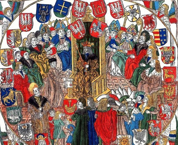 Aleksander w Rzeczpospolitej musiał borykać się ze sprzeciwem możnych wobec własnej małżonki... Król Aleksander w Senacie (obraz Jana Hallera, domena publiczna).