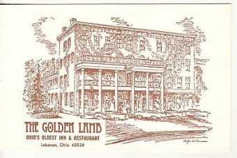 Stara pocztówka reklamująca "Golden Lamb Inn". Stara pocztówka reklamująca "Golden Lamb Inn".