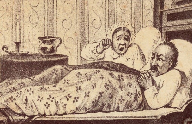 W XIX wieku żony nie miały co liczyć na pieszczoty w łóżku (źródło: domena publiczna).