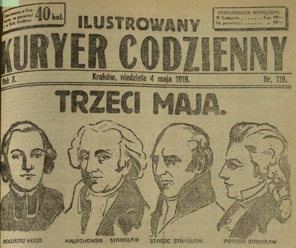 Pierwsza rocznica 3 maja w wolnej Polsce na okładce "Ilustrowanego Kuryera Codziennego".
