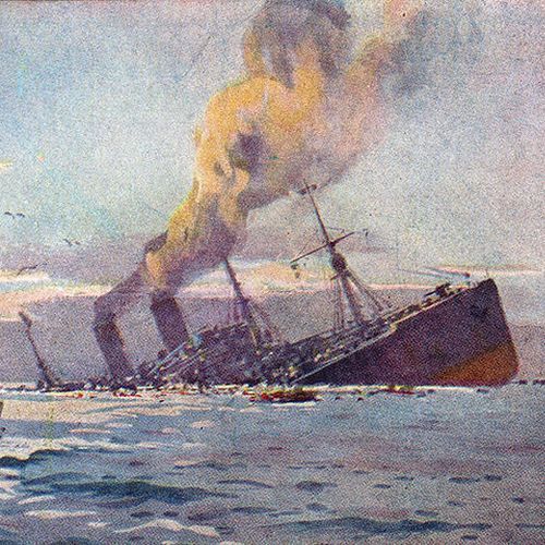 Takie są skutki goszczenia U-boota (pocztówka Williego Stöwera z 1917 r.).
