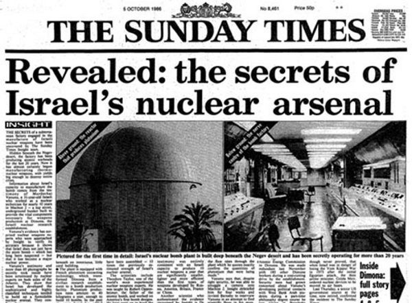 Informacje o izraelskim programie badań jądrowych wyciekły do prasy za sprawą Mordechaja Vanunu.