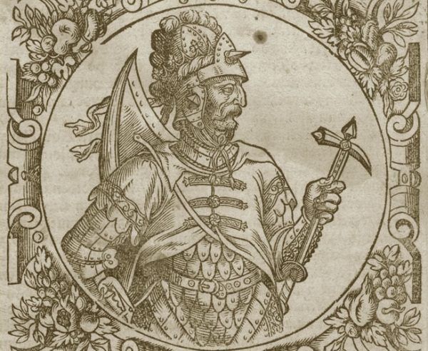 Wielki książę litewski Witenes w kronice Aleksandra Gwagnina, 1578 r. Ta sama grafika została użyta do przedstawienia Bolesława Chrobrego.
