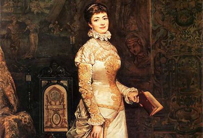 Matka Rudolfa, czyli piękna i utalentowana Helena Modrzejewska, sportretowana przez Tadeusza Ajdukiewicza w 1880 roku.