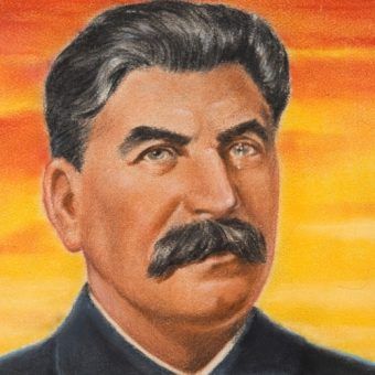 Wielki skok towarzysza Stalina. (podobizna Józefa Stalina, autor William Timym; domena publiczna)