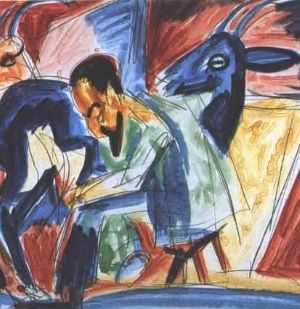 Ernst Ludwig Kirchner "Rolnik dojący kozę" (domena publiczna).