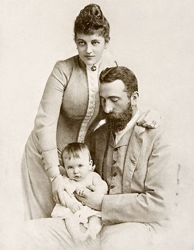 Aleksander z rodziną - żoną Johanną i synkiem Asenem - na dwa lata przed swą śmiercią (źródło: domena publiczna).