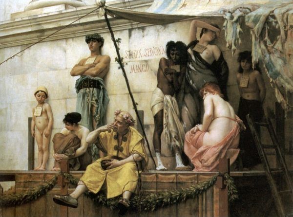 Jednego dnia jesteś szczęśliwym obywatelem greckiej polis, drugiego lądujesz jako towar na targu niewolników… (obraz Gustave’a Boulangera).