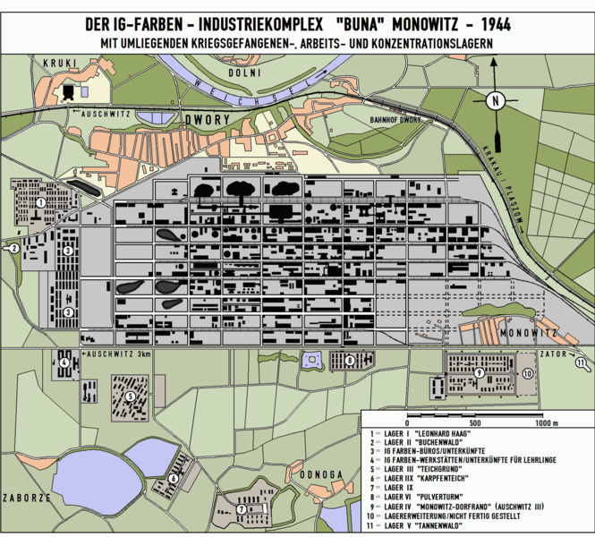Plan zakładów IG Farben Buna-Werke (autor: Heromax; lic. CC ASA 3.0).