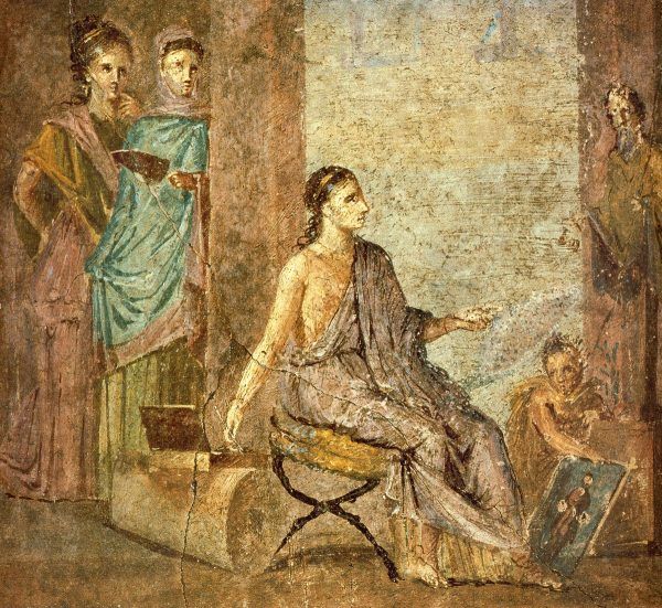 Rzymska artystka przy pracy (fresk z Pompejów).