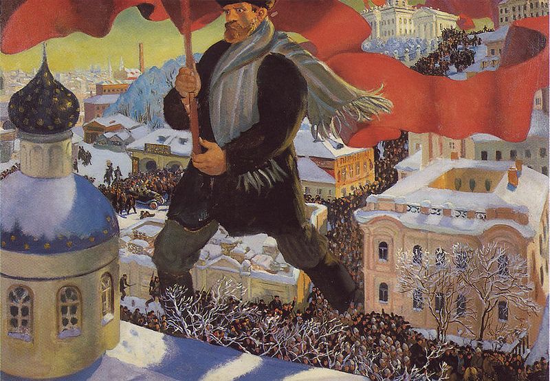 Nawet bezwzględnym bolszewikom trudno było zapanować nad pijanym tłumem (na ilustracji obraz „Bolszewik” Borisa Kustodijewa).