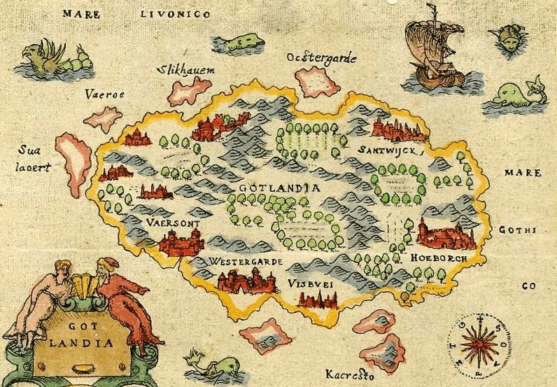 Gotlandia na mapie z drugiej połowy XVI wieku. Na właśnie na tej wyspie miała osiąść Sygryda (źródło: domena publiczna).