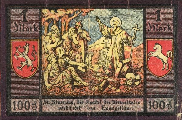 W 1921 roku święty Sturm - człowiek, który podobno uważał, że wszyscy Słowianie to niedomyte dzikie bestie - trafił nawet na niemieckie banknoty.