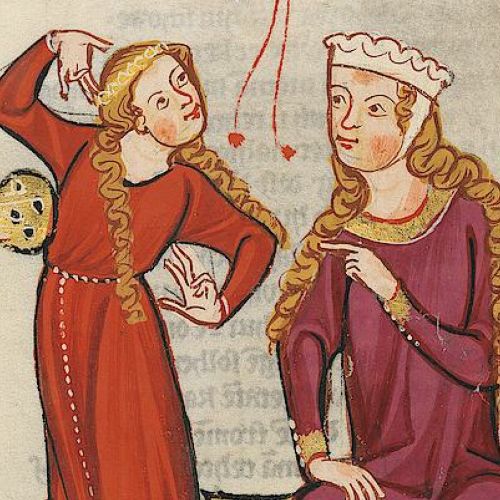 Huczne zabawy nie były we wczesnym średniowieczu niczym wyjątkowym. Ilustracja z niemieckiego "Kodeksu Manesse".
