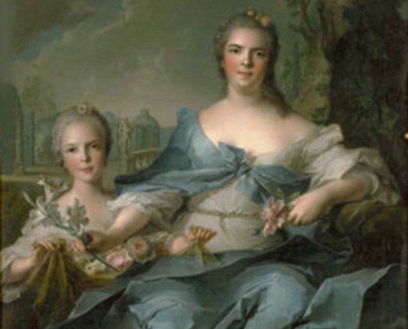 Dwie młode damy, które połączyła niezwykła więź - 21-letnia Ludwika Elżbieta i jej 7-letnia córka Izabela (obraz Jeana-Marca Nattiera, źródło: domena publiczna).