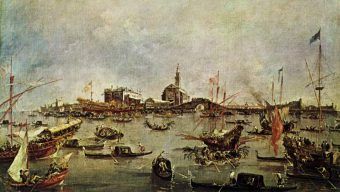 Bazylika św. Mikołaja na weneckiej wyspie Lido. Według niektórych badaczy to stąd przybył do Polski Anonim. Czy aby na pewno? (obraz Francesco Guardi pt. "Kościół i klasztor św. Mikołaja", domena publiczna). Bazylika św. Mikołaja na weneckiej wyspie Lido. Według niektórych badaczy to stąd przybył do Polski Anonim. Czy aby na pewno? (obraz Francesco Guardi pt. "Kościół i klasztor św. Mikołaja", domena publiczna).