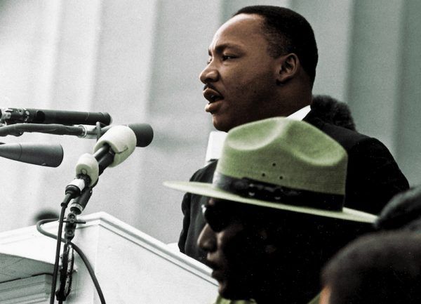 Martin Luter King podczas przemówienia, gdzie padły słynne słowa "I Have a Dream" (źródło: domena publiczna).