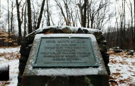 Napis upamiętniający miejsce tragedii - "Nine Men's Misery" w Cumberland (źródło: domena publiczna).