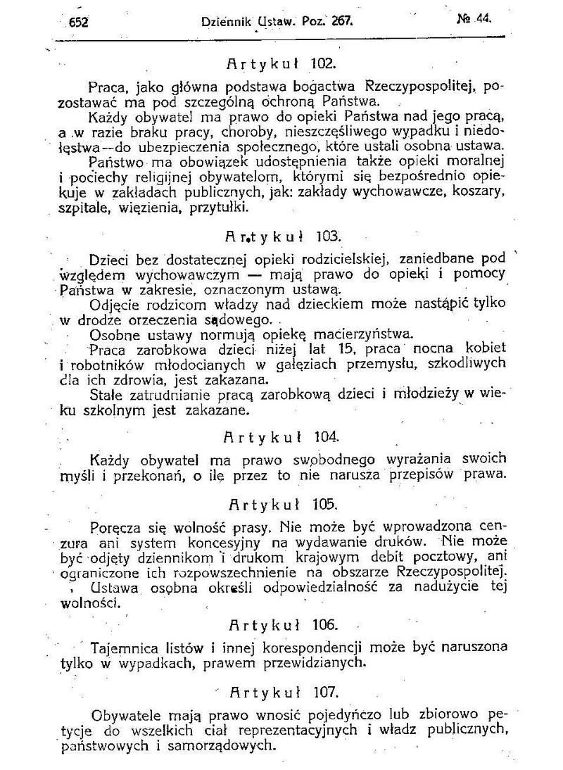 W teorii konstytucja z 17 marca 1921 roku zapewniała Polakom wolność słowa. Rzeczywistość jednak nie była wcale taka różowa (źródło: domena publiczna).