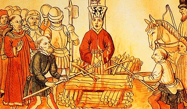 Spalenie Jana Husa na soborze w Konstancji. To w tym momencie Kościół Katolicki na zawsze zrobił sobie z Czechów wrogów... (źródło: domena publiczna).