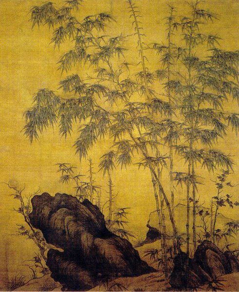 Shen Kuo zauważył skamieliny bambusu w miejscu, gdzie ta roślina nie występowała. Wykoncypował, że to oznacza, iż klimat zmienia się w czasie. Na ilustracji dzieło chińskiego artysty Li Kana (1244-1320) (źródło: domena publiczna).