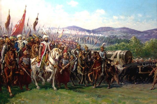 Mehmed II w drodze na podbój Konstantynopola - miasta mającego wówczas już dwa tysiące lat tradycji. Obraz Fausto Zonaro (źródło: domena publiczna).