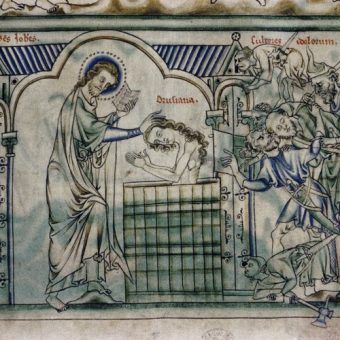 Chrzest na ilustracji "Bible moralisée", manuskryptu z XIII wieku (źródło: domena publiczna). Chrzest na ilustracji "Bible moralisée", manuskryptu z XIII wieku (źródło: domena publiczna).