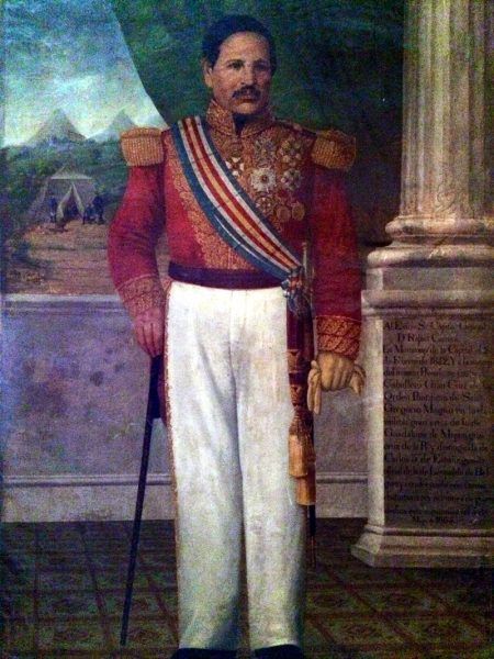 Prezydent Rafael Carrera y Turcios (portret nieznanego autorstwa, domena publiczna).