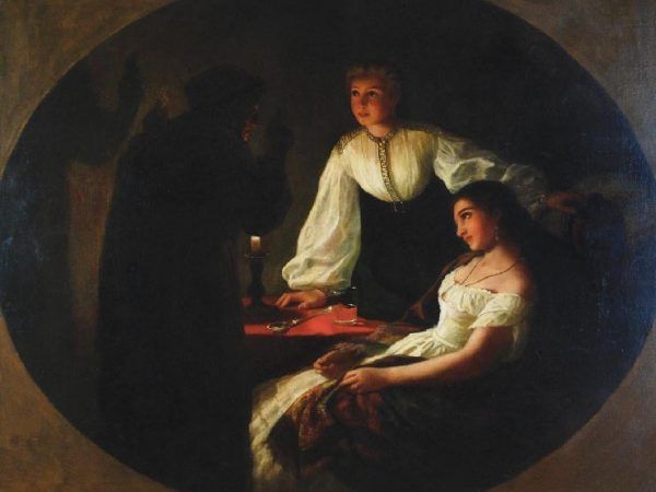 Ostatnia noc w roku pod wieloma względami przypominała Andrzejki. Obraz Henryka Siemiradzkiego „Noc Świętego Andrzeja” z 1867 roku (źródło: domena publiczna).