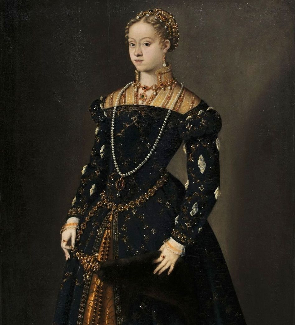 Czy to Katarzyna manipulowała Zygmuntem Augustem... czy też on stawiał wobec niej żądania, jakich nie mogła spełnić z jego przyczyny? Młoda Habsburżanka na obrazie Tycjana z ok. 1548 roku (źródło: domena publiczna).