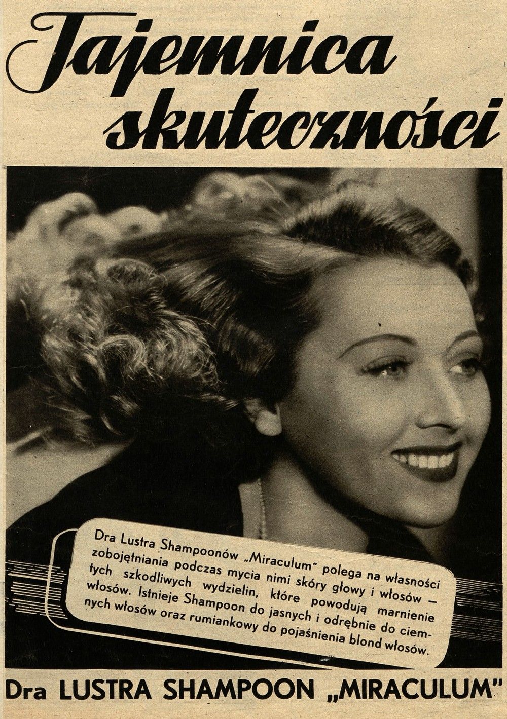 Leon Luster nie szczędził grosza na reklamę. Tutaj reklama szamponu zamieszczona w jednym z numerów poczytnego "Światowida" (źródło: domena publiczna).