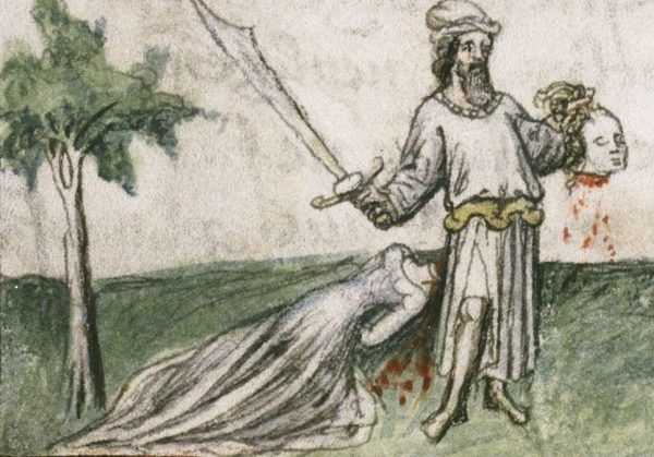 Egzekucja kobiety na miniaturze z francuskiego kodeksu. Przełom XIV i XV wieku.