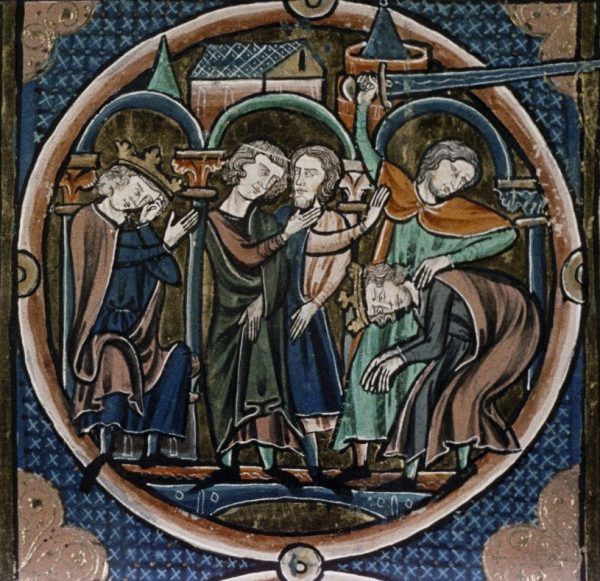 Egzekucja na miniaturze z francuskiego kodeksu z XIII stulecia.