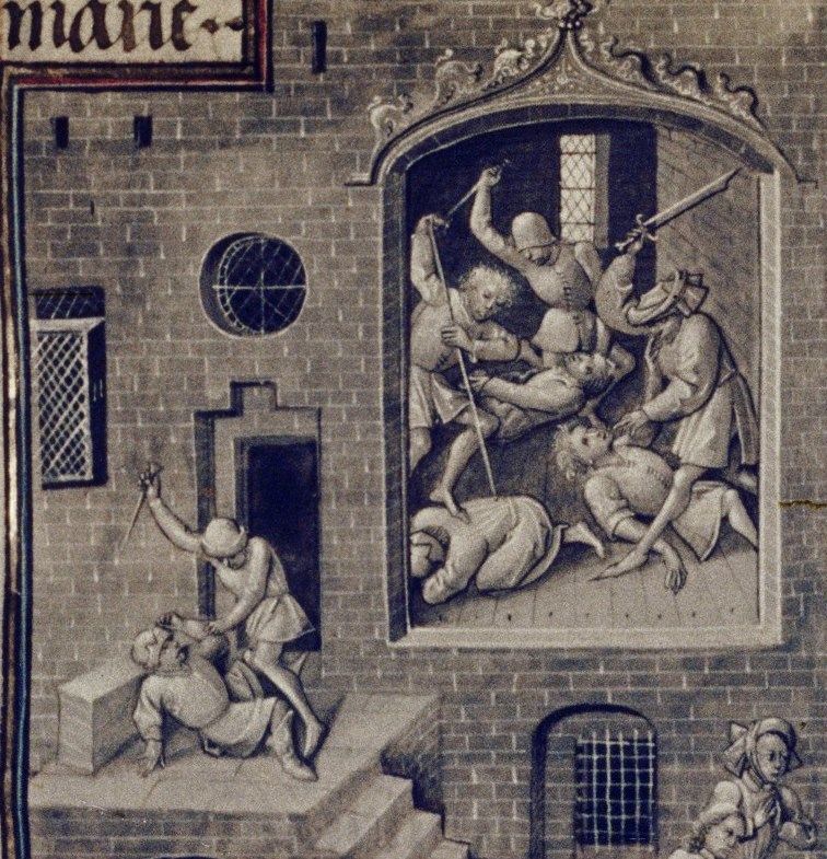 Rzeź na kartach flamandzkiego kodeksu z połowy XV stulecia.