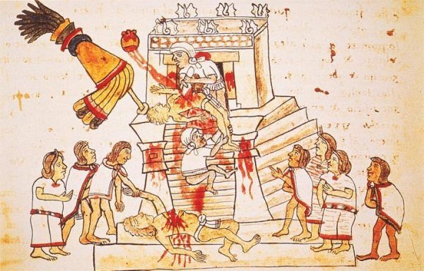 Aztekowie uważali, że tylko krwawa ofiara z ludzi może powstrzymać koniec świata (źródło: domena publiczna).