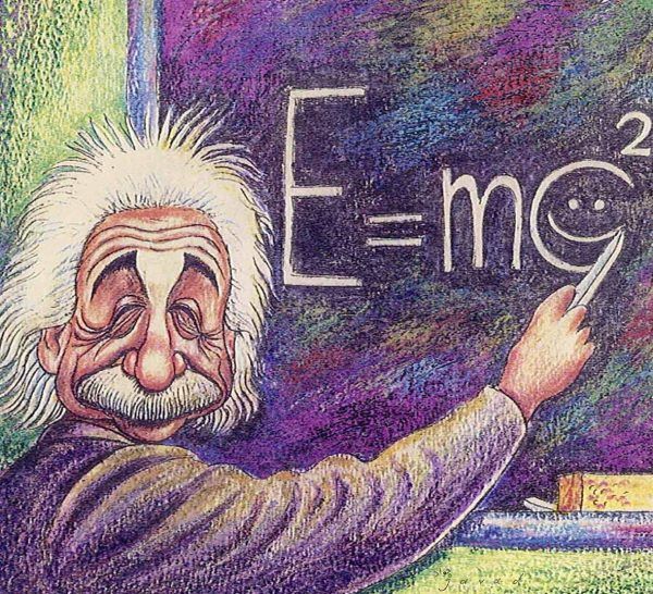 Dobrotliwy starszy pan z włosami we wszystkie strony, który mówi genialne w swej prostocie rzeczy. Takiego Einsteina zapamiętaliśmy. Ale czy to na pewno jego równanie? Obraz irańskiego artysty Javada Alizadeha zatytułowany "Amazing Formula" (lic. CC BY-SA 3.0).