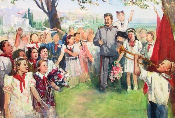 "Stalin i dzieci" Konstantyna Titowa w 1950 roku, olej na płótnie.