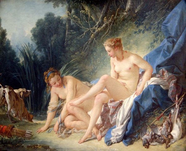 Niektórzy autorzy książek erotycznych nie chcieli przyznawać się do tego rodzaju pisarstwa i sugerowali, że parają się tym kobiety. Na obrazie "Diana wychodząca z kąpieli" pędzla François Bauchera.