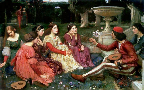 Mieszkańcy renesansowej Florencji, aby zapomnieć o dżumie, zabawiali się pikantnymi opowieściami. Opowiada o tym “Dekameron” Boccaccia. Na ilustracji obraz Johna Williama Waterhouse’a. 
