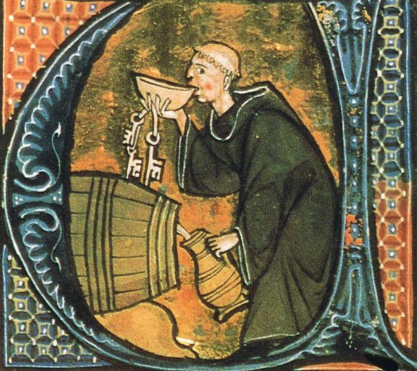 Skoro nie było wódki, smutki zapijano winem. Na tej XIII-wiecznej ilustracji z "Żywotów świętych" Aldobrandina ze Sieny widzimy opata testującego ten trunek.
