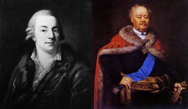 Niestety Casanovie udało się Branickiego tylko ciężko ranić. Po lewej portret słynnego uwodziciela pędzla Alessandro Longhi z 1774 roku. Po prawej portret słynnego zdrajcy pędzla Jánosa Rombauera z 1818 roku.
