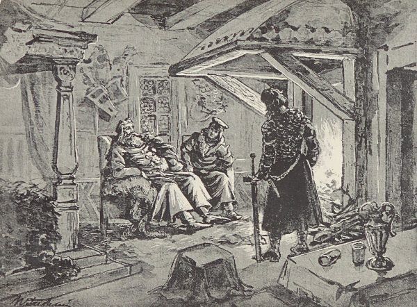 XIX-wieczne wyobrażenie Bolesława Chrobrego, planującego kolejne podboje.
