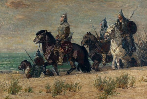 Po podboju Moraw w drużynie Chrobrego walczyło wielu wojów z tamtych ziem,. Na ilustracji obraz Michała Byliny pod tytułem "Bolesławowa drużyna"