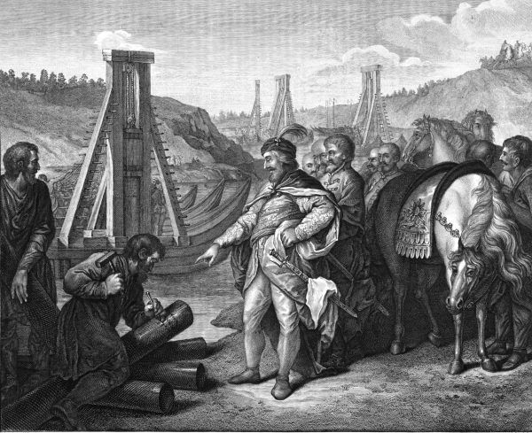 Chrobry od początku swoich rządów prowadził agresywną ekspansję. Powyżej XIX-wieczna ilustracja przedstawiająca wbijanie słupów granicznych na Soławie.
