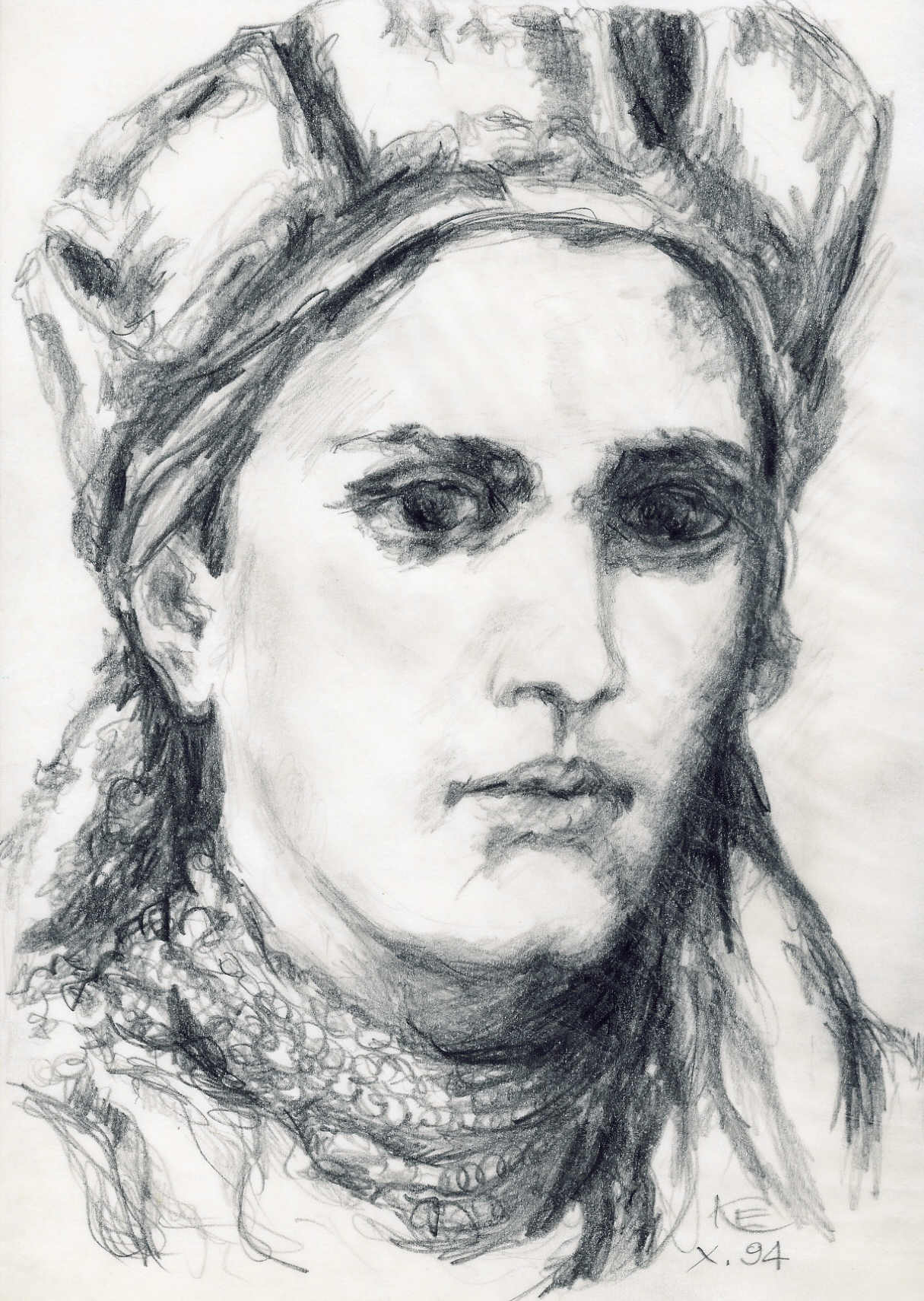Pretensje do Pragi Chrobry motywował czeskim pochodzeniem swojej matki. Rysunek Dobrawy wykonany przez Edwarda Knapczyka na podstawie portretu Jana Matejki.