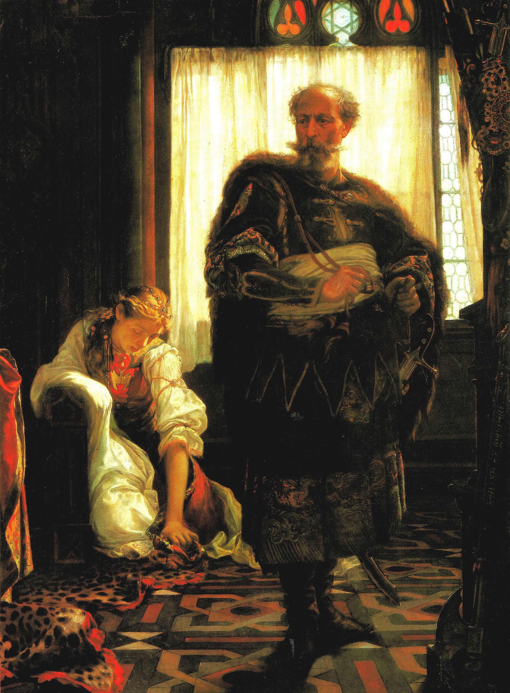 Klara w cieniu ojca. Obraz Viktora Madarásza, połowa XIX wieku.