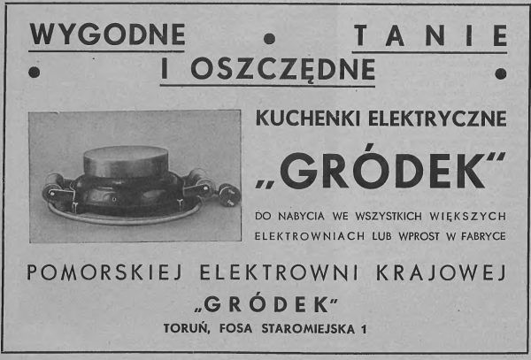 Reklama kuchenek elektrycznych z przedwojennej prasy.
