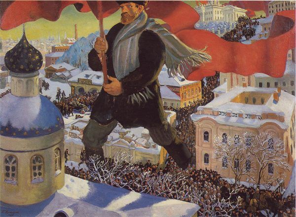 Rewolucja październikowa i przejęcie władzy przez bolszewików dało początek zainteresowania eugeniką w Rosji. Ilustracja autorstwa Borisa Kustodiewa.