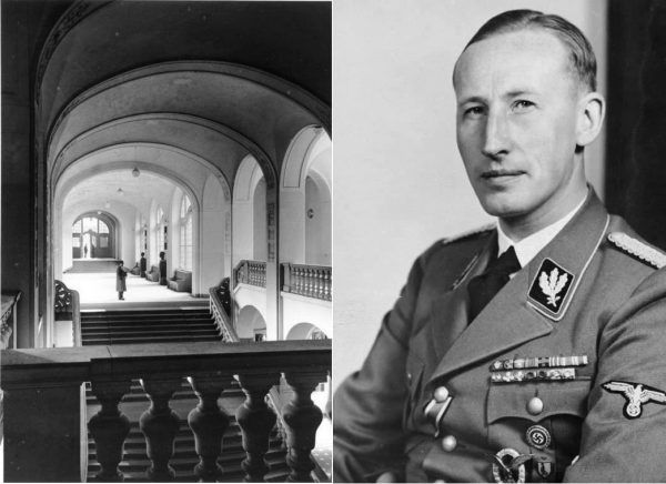 RSHA, czyli Główny Urząd Bezpieczeństwa Rzeszy stanowił państwową centralę policji bezpieczeństwa. Został utworzony w 1939 roku na mocy rozkazu Heinricha Himmlera. Na jego czele stanął Reinhard Heydrich (na zdjęciu po prawej). Po lewej wnętrze gmachu przy Prinz-Albrecht-Straße 8 (obecnie Niederkirchnerstraße) w Berlinie (ówczesna siedziba RSHA).