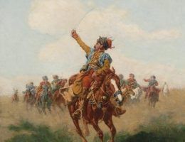 Żywiołem lisowczyków była wojna. Na ilustracji obraz "Lisowczyk" pędzla Władysława Szernera (źródło: domena publiczna).